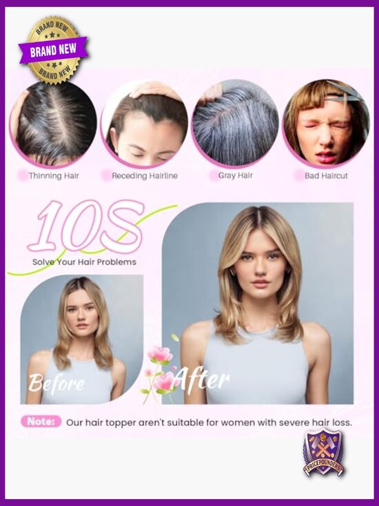Human Hair Topper 10 Inch Swiss Base for Thinning Hair Volume main image 6